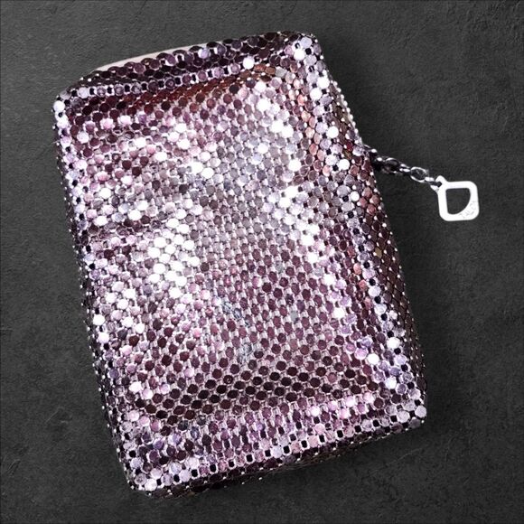 Vintage 1940s Talon Silver Mesh Coin Purse Art Deco Metal Glam Clutch Cigarette - Picture 9 of 11